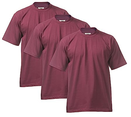 Pro Club Men's 3-Pack Heavyweight Cotton Short Sleeve Crew Neck T-Shirt, Maroon, 3XL