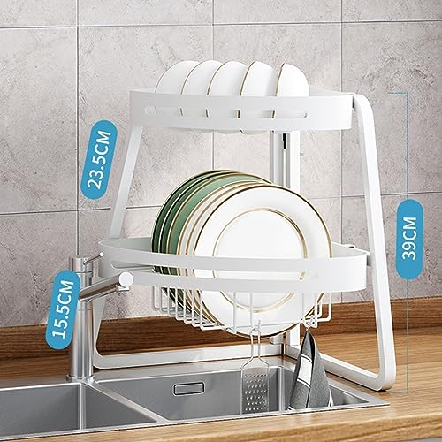 Escurridor de Platos, Escurreplatos Encima del Fregadero, Escurridor de Platos Ajustable, con Soporte para Utensilios, para Mostrador de Cocina, Inoxidable