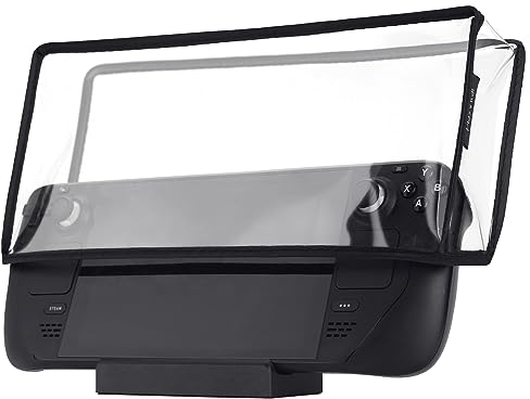 PlayVital Transparente Staubschutzhülle für Steam Deck LCD, kratzfeste wasserdichte Abdeckung Hülle für Steam Deck OLED Handheld Konsole - Klares Schwarz