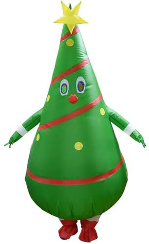 Arokibui Inflatable Christmas Tree Costume - Blow Up Christmas Cosplay Party Halloween Costume - Festive Suit