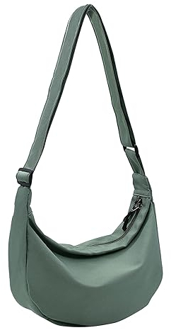 YAMEIZE Crossbody Bag Damen Umhängetasche Hobos Schulter Halbmond Taschen Umhängetasche Knödeltasche mit verstellbarem Schultergurt Grün