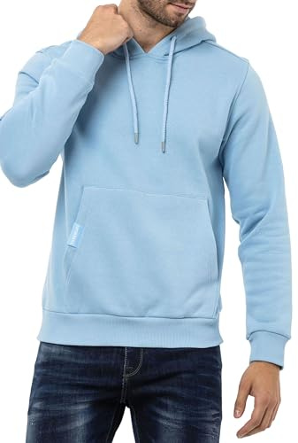 Cipo & Baxx Herren Hoodie Sweatshirt CL557 Blau – Stylischer Pullover im Casual Streetwear Look mit Kapuze & Kängurutasche – Bequemes Oberteil für Alltag & Freizeit - CL557 Blau M