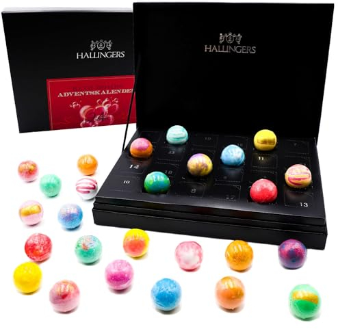 Hallingers Luxury Bath Bombs Adventskalender Red - Badebomben Adventskalender handmade, 24 Bathbombs im Mix (Set) - Geschenkideen Weihnachten & Geschenke Adventskalender | Glückwunsch Glückwünsche Neu