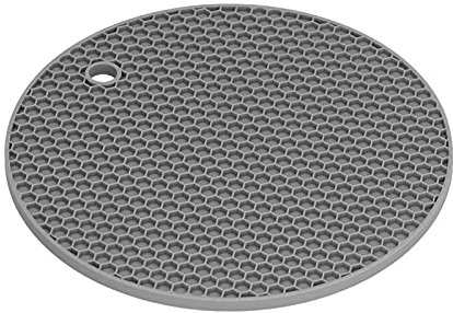 Mantel individual grueso con aislamiento térmico, cojín de alta temperatura para horno microondas, gris oscuro, redondo