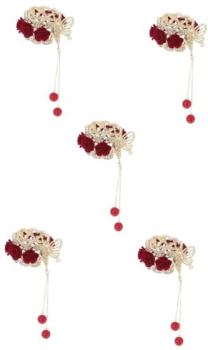 FRCOLOR 5 Pz petali di rosa fiocco di rossi mollette di strass per le donne molletta porta coda di cavallo artigli per spessi nappa presa tornante copricapo Mancare