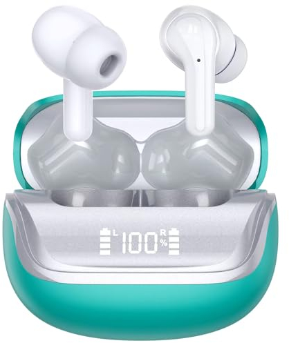 Auriculares Inalambricos Bluetooth 5.4, In-Ear Auriculares Bluetooth Cancelacion Ruido con 4 HD Mic, 45H Estéreo HiFi Cascos Inalambricos Bluetooth IP7 Impermeable/Pantalla LED/Carga Rápida Tipo-C