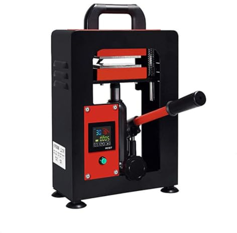 Letcart Macchina Manuale Idraulica Pressa A Caldo, 5t Manuale Idraulica Pressa A Caldo Macchina Doppia Piastra Di Riscaldamento Macchina Di Estrazione Colofonia (Rosso)