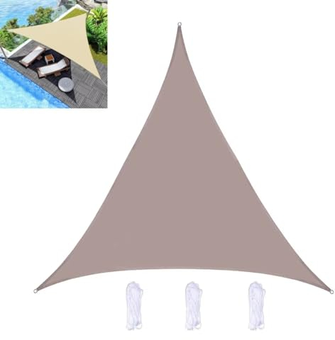 2x2x2m Sonnensegel Dreieckig, Wasserdicht Sonnenschutz Sunsegel Khaki, 95% UV-Schutz,für Außenbereich,Garten