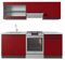 Vicco Küchenzeile R-Line, Küchenblock, Rot/Anthrazit, 200 cm, AP Marmor