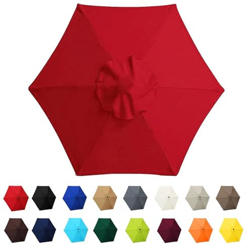 Garden Parasol Canopy Cover, 2m 2.30m 2.7m 3.0m Market Table Umbrella Canopy, patio umbrella replacement canopy,for Patio Market Table Umbrella Garden Parasol Canopy Cover(Red,6ribs:2.7m/8.8ft)