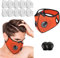 JewelryWe Gesichtsmaske Mundschutz mit Filter Ventil: Orange Mund und Nasenschutz mit 2 Atemventile und 10 Aktivkohlefilter - Verstellbar Wiederverwendbar Waschbar Staubmaske Arbeitsmaske für Outdoor