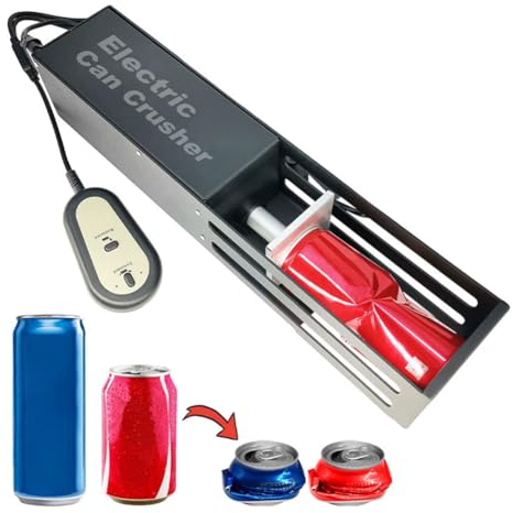 Electric Can Crusher Aluminium Metal Cans Crusher Heavy Duty Crusher for Recycling 12 oz and 16 oz Aluminium soda, soda Beer, Coke cans and Plastic Water Bottles