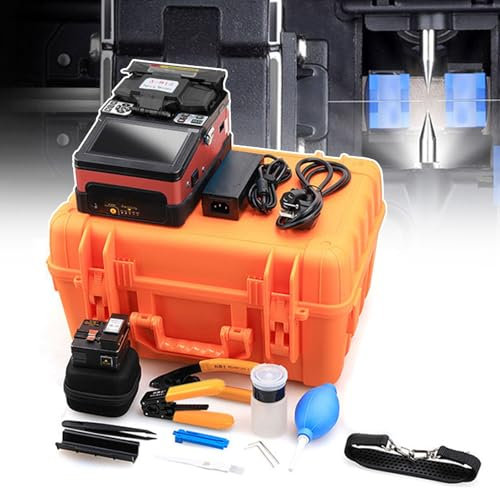 Giuntatrice a fusione con giunzione automatica Focus-7S/riscaldamento 18S,saldatrice per fibra ottica,kit giuntatrice a fusione ad arco con elettrodi(4pezzi)/mannaia/kit strumenti spelatura