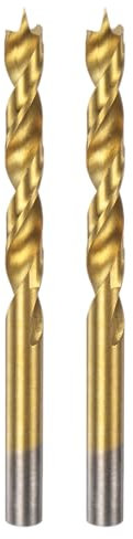 HARFINGTON 2pcs Brad Point Drill Bit 9mm(23/64) Dia Straight Round Shank Drill Metric Brad Point Spiral Twist Drill Bits for Carpenter Woodworking Plastic Rubber, Golden