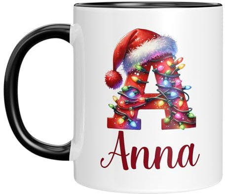 Tasse mit Namen personalisiert - Weihnachtstasse - Namenstasse - Weihnachten - Weihnachtliches Motiv mit Anfangsbuchstaben - Nikolausgeschenk