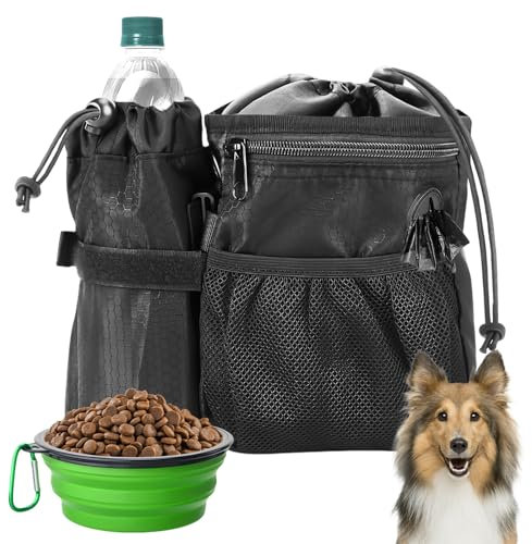 Leckerlibeutel für Hunde 4 in 1, Futterbeutel Hundetraining mit Tragbarem Napf & Wasserdichter Tasche, Für Gassigehen, Reisen und Belohnungstraining