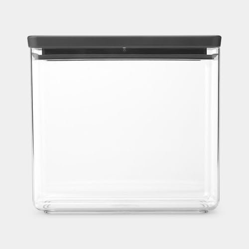 Brabantia TASTY+ Stapelbarer Behälter | XL Luftdichte Vorratsdose mit Silikondichtung für die Küche | Gefäß für trockene und feuchte Lebensmittel, Zucker, Mehl | 3.5 l Fassungsvermögen | Dark Grey