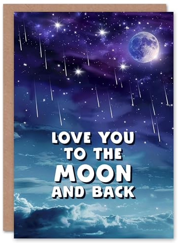 Artery8 Love You To The Moon And Back Dreamy Night Sky Blank For Him Or Her Art Birthday Card