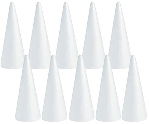 kowaku 10 Stück Schaumstoff-Kegel zum Basteln, Schaumstoff-Baum-Kegel, Tortenaufsatz, Styropor-Kegel, Dekoration für Partys, Festivals, Feiertage, 7 cm X 3.6 cm