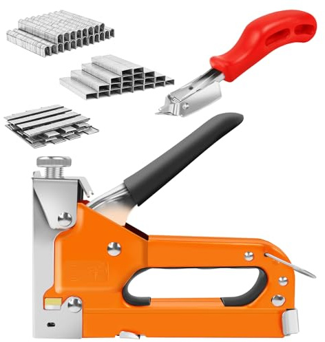 Staple Gun Heavy Duty, 3 in 1 Upholstery Staple Nail Steel Gun with 3000 Staples, Heavy Duty Staple Gun with Power Adjustment, Stapler Gun for Wood, Crafts, Carpentry, Decoration DIY