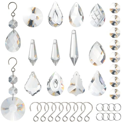SOFPLATE 1 Box 12er Pack 12 Stile Kristall Kronleuchterprismen Klare Kristallprismen Hängende Kristalle Kronleuchter Kristallprismen Lampendekoration Glas Sonnenfänger Anhänger Für Weihnachtsbaum Heim