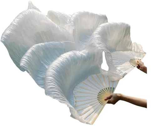 CvbGNJm Silk Fans,Chinese Hand Made Dyed Fan Silk Fan Veils for Belly Dance Folding Long Silk Fan(13,M 150x90cm)