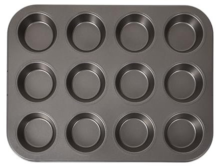 KAMBERG - Moule à Muffins 12 places, Moule à Gâteau, en Acier Carbone Antidhésif sans PFAS, Gris