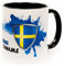 Schweden Tasse mit Name personalisiert Sweden Sverige Wappen schwedische Flagge Fahne Souvenirs Fanartikel 2025 svenska Cupen Deko Becher Geschenk Mann Frau Geburtstag Fussball Produkte Keramik 330 ml