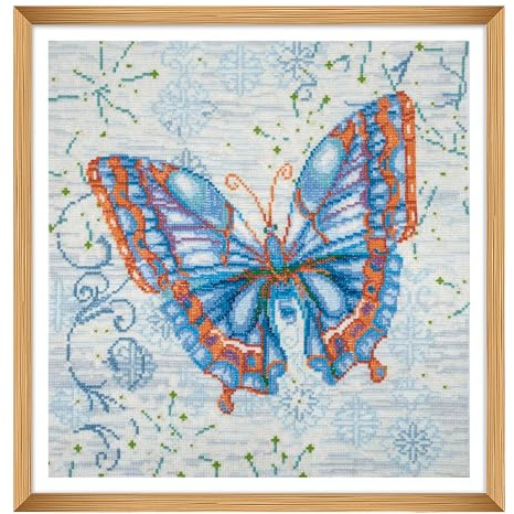 Trimits Large Cross Stitch Kits - Counted Embroidery Needlework for Adults Beginners Kids, Christmas Gifts Wall Art (Frame Not Included), 11 Count, Papillon