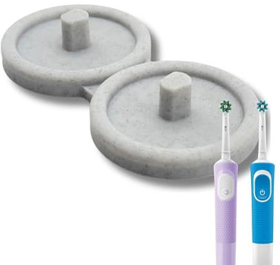 Electric Toothbrush Stand For Major Brand with Circle Drip Tray (Double) (Marble)