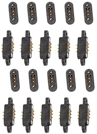Agwuoetr 10 Paar Federbelasteter Magnetischer Pogo-Pin-Anschluss 3 Positionen Magnete Abstand 2,3 Mm DurchgangslöCher MäNnlich-Weibliche Sonde