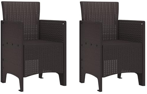 vidaXL Gartenstühle 2 Stück braunes Poly-Rattan leichte Außensitzgelegenheiten UV-beständig langlebig modernes Design Montage erforderlich