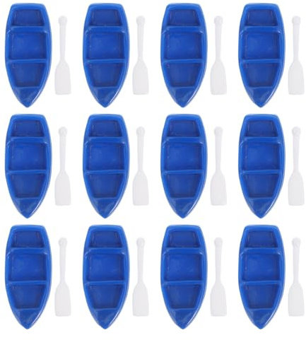 Gadpiparty 20Pcs Mini Resin Rowboat and Oars Set - Nautical Miniature Sailboat Decor for Fairy Garden, Dollhouse Accessories, & Summer Beach Cake Toppers