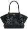 JW PEI Damen Hana Medium Faux Suede Tote Bag, Geflochtenes Schwarz, Einheitsgröße