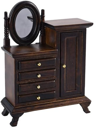 1:16 Scala Casa di Bambola Comò Cabinet E Vintage Vanity Table Mobili In Miniatura In Legno Per Setup Realistici Camera Da Letto