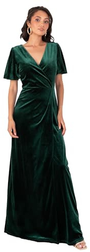 Women's Long Velvet Maxi Dress Ladies A-line Flowy Wedding Guest Bridesmaid Evening Occasion Prom Formal Party Ball Gown