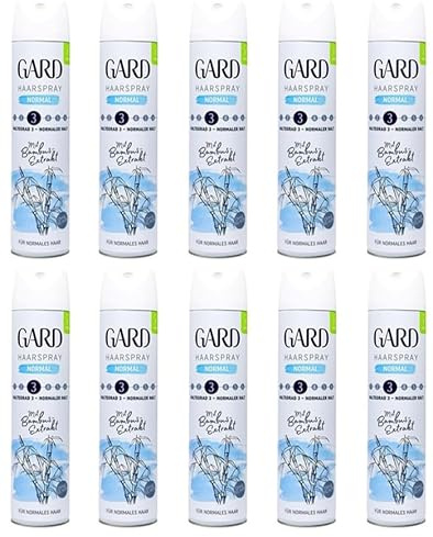 10x GARD Haarspray Normal mit Bambus-Extrakt Für Normales Haar,Vegan ohne Silikon,normal starken Halt & bewahrt die natürliche Lebendigkeit des Haars,ohne Rückstände zu hinterlassen,250ml (10er Pack)