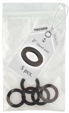 tecuro 5 x Gummidichtung 2 (43 x 56 x 2 mm) für Verschraubungen & Überwurfmuttern, SBR