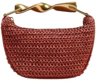 ALMLEU Bolso Rafia Mujer Bolsos de hombro paja playa media luna ratán, bolso tipo Bombonera for mujer, bolsos tejidos, cruzado informal