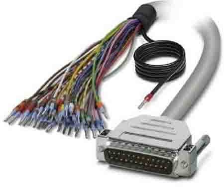 PHOENIX CONTACT CABLE-D-25SUB/M/OE/0.25/S/2.0M Konfektioniertes Geschirmtes Rundkabel, Einzeladern (25-Polig) (Die Adern Sind Beschriftet & mit Aderendhülsen Versehen, 2m Kabellänge