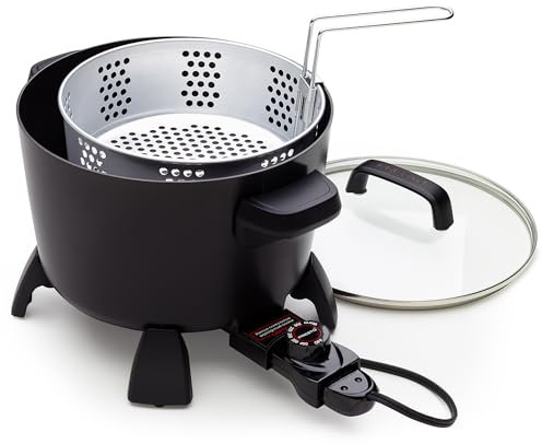 Presto Großer Wasserkocher, Dampfgarer und Fritteuse, Multi-Kocher, Schwarz, 8 l