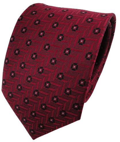 TigerTie Satin Seidenkrawatte rot schwarz silber gepunktet