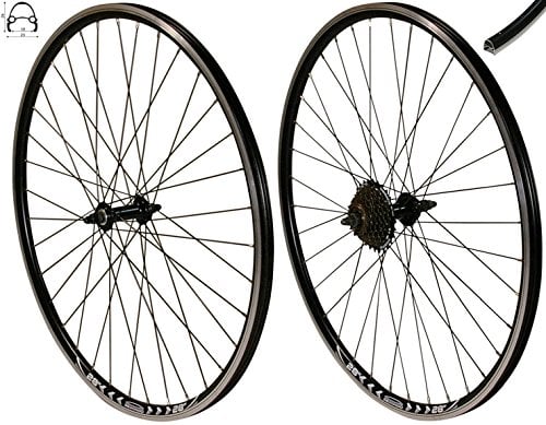 Redondo 28 Zoll Laufrad Set Hinterrad Vorderrad 28 V-Profil Hohlkammer Felge Schwarz + 7-Fach Kranz