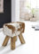 KADIMA Design Sitzhocker Ziegenfell Braun Massivholz Springbock Fußhocker Turnhocker