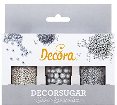 Decora, 2082103, Decormix Set, Confezione con 3 Sprinkles, In Zucchero, Colore Argento