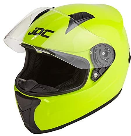 JDC volles Gesicht Motorrad Helm - Prism - Fluoreszierendes Gelb - L