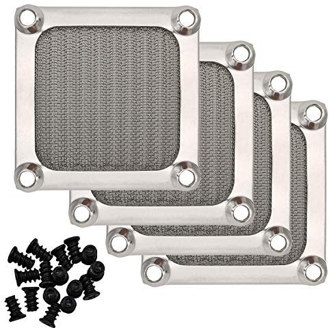 60mm Computer Case Fan Filter Grills with Screws, Aluminum Frame Ultra Fine Stainelss Steel Mesh, Silver Color - 4 Pack