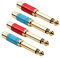 Greluma 4 Piezas de Adaptador de Audio Macho a Hembra RCA de 6,35 mm (1/4 pulgada), Chapado en oro (Rojo y Azul)