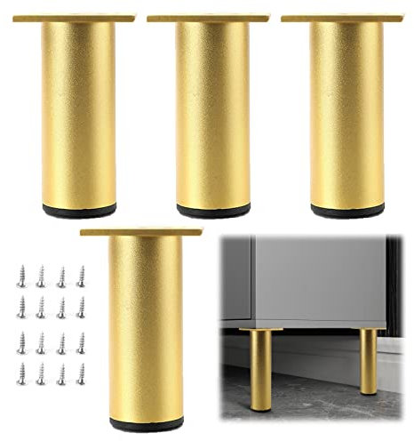 4 Pcs Furniture Legs Black/Gold/Silver, Adjustable Metal Table Legs, Replacement Cabinet Legs, Desk Legs, Sofa Legs, Furniture Feet 6cm 10cm 12cm 15cm 20cm 25cm 30cm 35cm,Gold-30cm(11.8in)