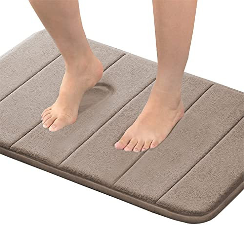 FASCINATDECO Badematte Memoryschaum Badezimmerteppich Extrem Saugfähiger Badteppich Duschvorleger Badvorleger rutschfest Waschbar, Bad Teppich Badezimmer (Taupe,50 x 80 cm)
